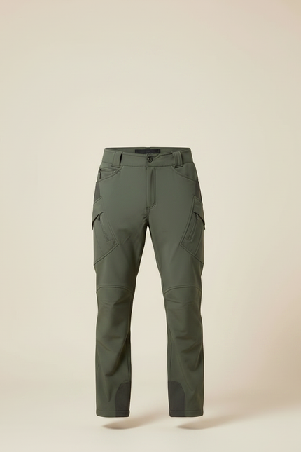 Pantalon De Pluie Vert Olive Cargo Softshell Homme - Kaki Polyester - vue 3