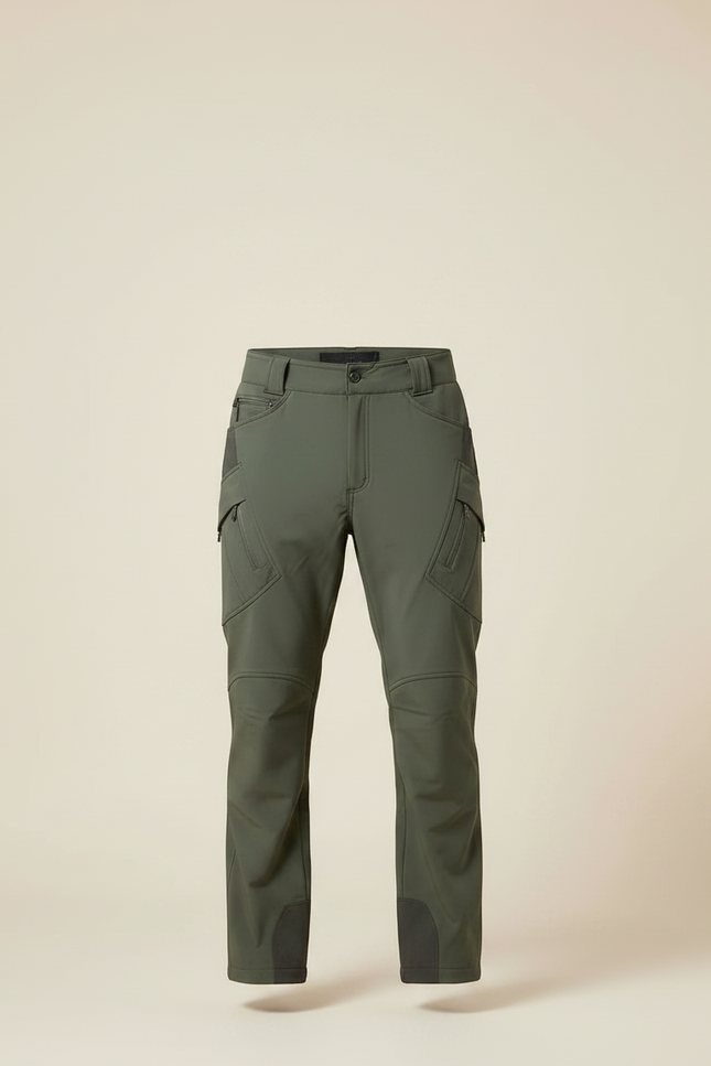 Pantalon De Pluie Vert Olive Cargo Softshell Homme - Kaki Polyester - vue 3