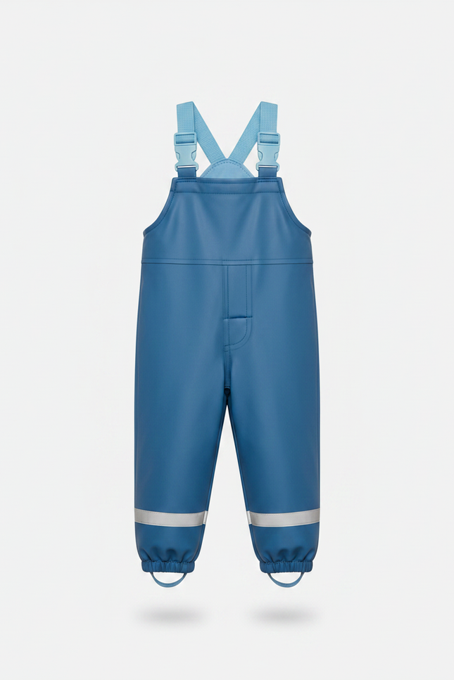 Pantalon De Pluie Bleu Imperméable Bretelles Réfléchissant Enfant - Polyester - vue 3