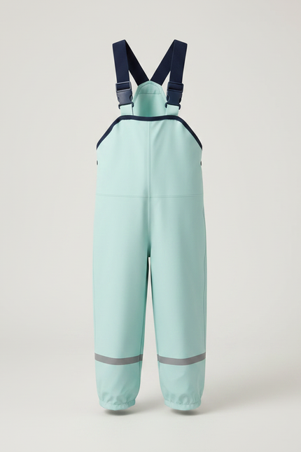 Pantalon De Pluie Enfant Bleu Ciel Imperméable Bretelles Réfléchissant - Polyester - vue 3