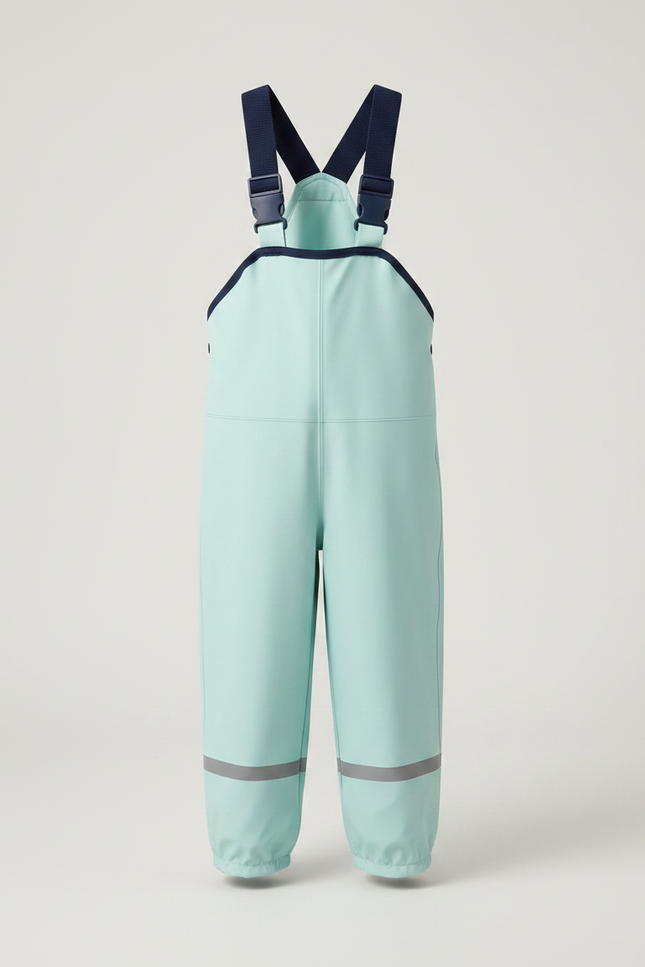 Pantalon De Pluie Enfant Bleu Ciel Imperméable Bretelles Réfléchissant - Polyester - vue 3