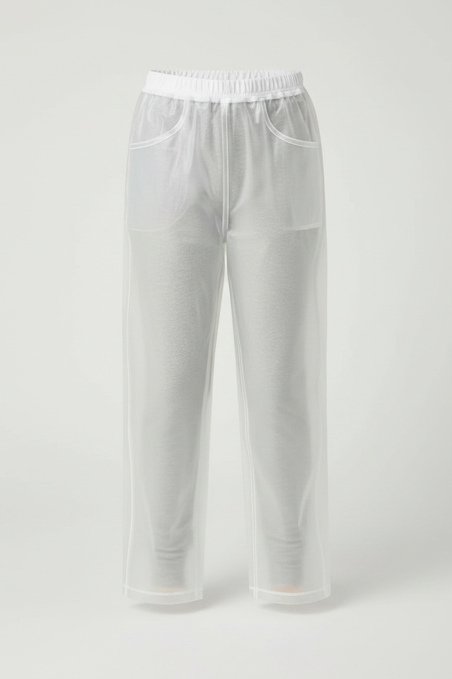 Pantalon De Pluie Transparent Unisexe Imperméable Décontracté - Blanc Polyester - vue 3