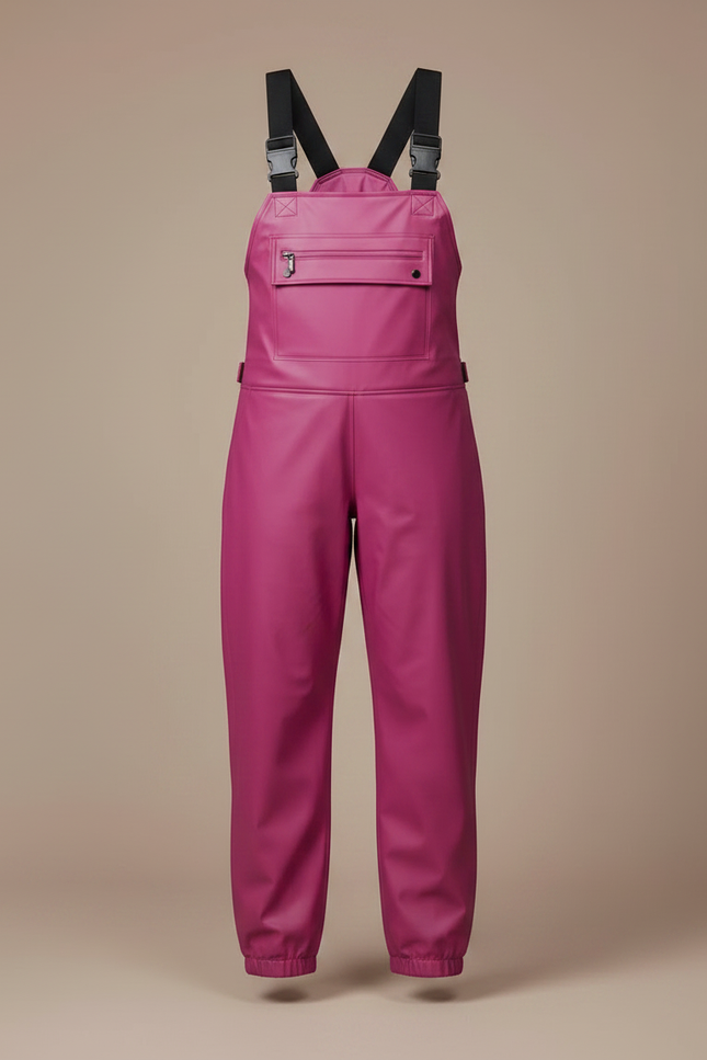 Pantalon De Pluie Fuchsia Imperméable Bretelles Femme - Rose Polyester - vue 3