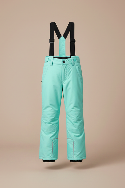 Pantalon De Pluie Turquoise Imperméable Bretelles Enfant Hiver - Bleu Polyester - vue 3