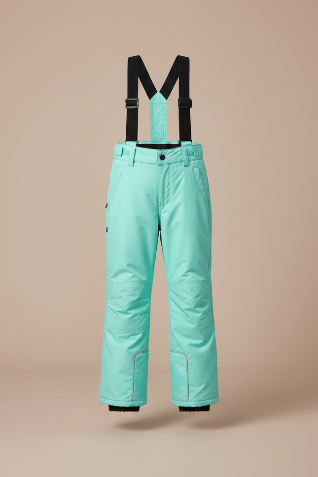 Pantalon De Pluie Turquoise Imperméable Bretelles Enfant Hiver - Bleu Polyester - vue 3