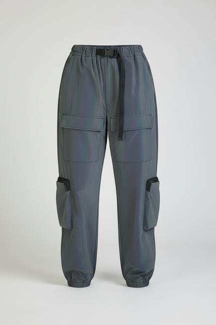 Pantalon De Pluie Réfléchissant Cargo Gris Ample Femme - Polyester - vue 3