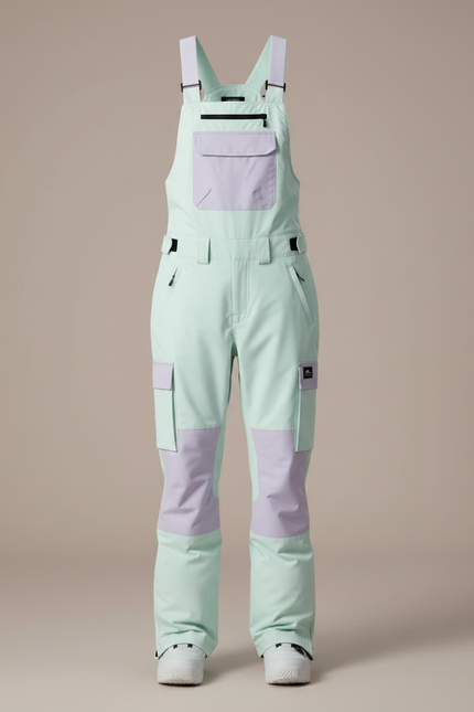 Pantalon De Pluie Vert Menthe Violet Ample Imperméable Bretelles - Polyester - vue 3