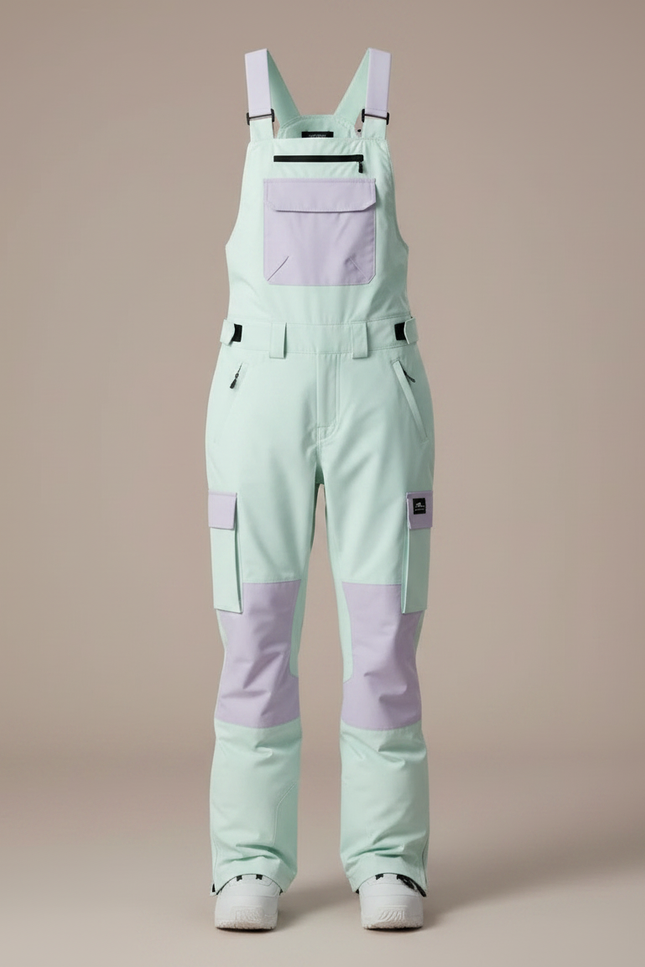 Pantalon De Pluie Vert Menthe Violet Ample Imperméable Bretelles - Polyester - vue 3