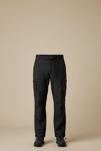 Pantalon De Pluie Noir Cargo Imperméable Homme Ceinturé - Polyester - vue 3