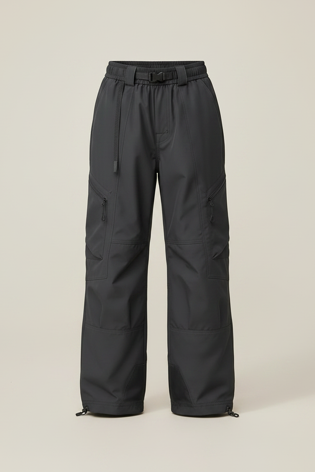 Pantalon De Pluie Gris Foncé Cargo Ample Ceinturé Enfant - Polyester - vue 3
