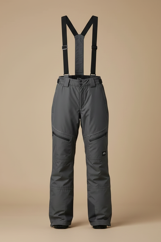 Pantalon De Pluie Gris Imperméable Bretelles Ski Femme - Polyester - vue 3