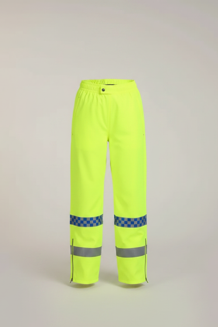 Pantalon De Pluie Fluo Imperméable Réfléchissant Carreaux - Jaune Polyester - vue 3