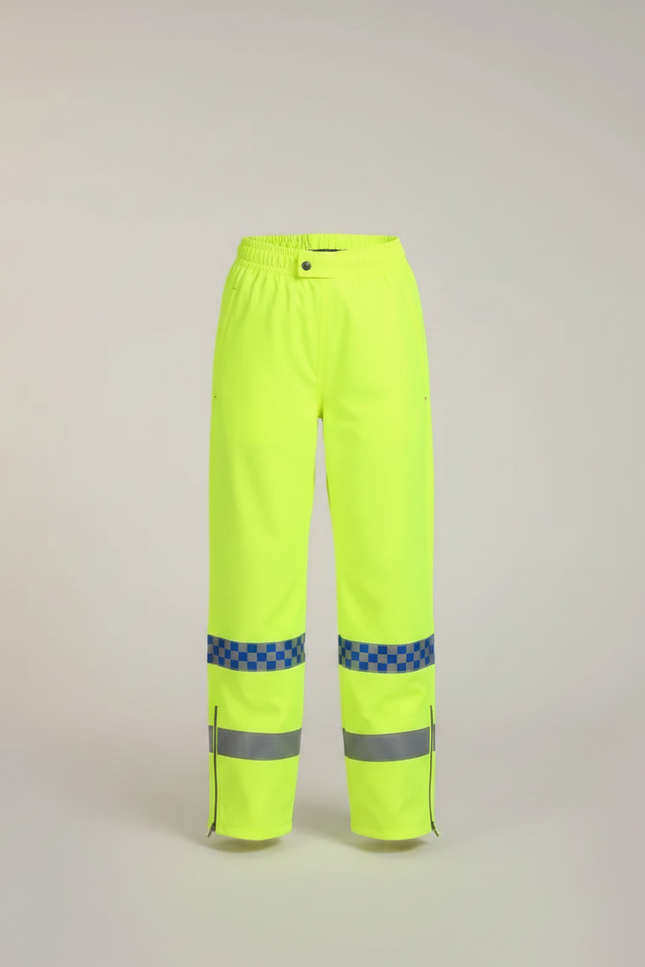 Pantalon De Pluie Fluo Imperméable Réfléchissant Carreaux - Jaune Polyester - vue 3