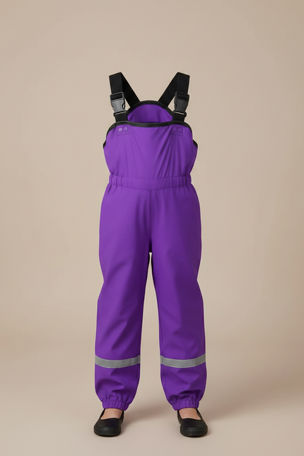 Pantalon De Pluie Violet Imperméable Bretelles Réfléchissant Enfant - Polyester - vue 3