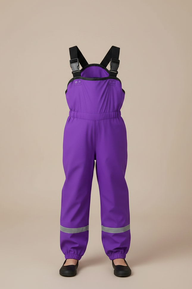 Pantalon De Pluie Violet Imperméable Bretelles Réfléchissant Enfant - Polyester - vue 3