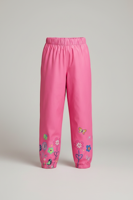 Pantalon De Pluie Rose Imperméable Motifs Floraux Fille - Polyester - vue 3