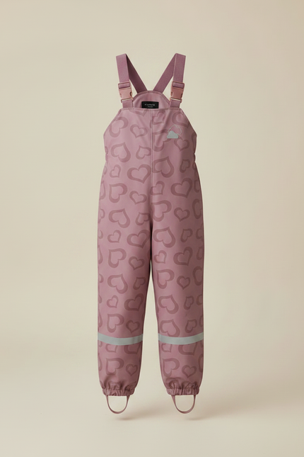Pantalon De Pluie Mauve Cœurs Réfléchissant Imperméable Enfant - Violet Polyester - vue 3