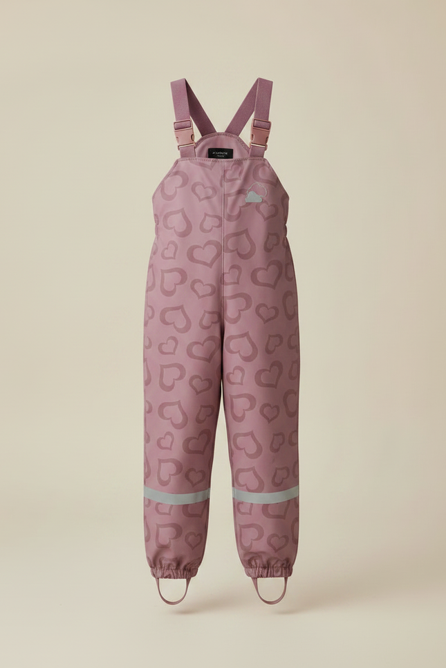 Pantalon De Pluie Mauve Cœurs Réfléchissant Imperméable Enfant - Violet Polyester - vue 3