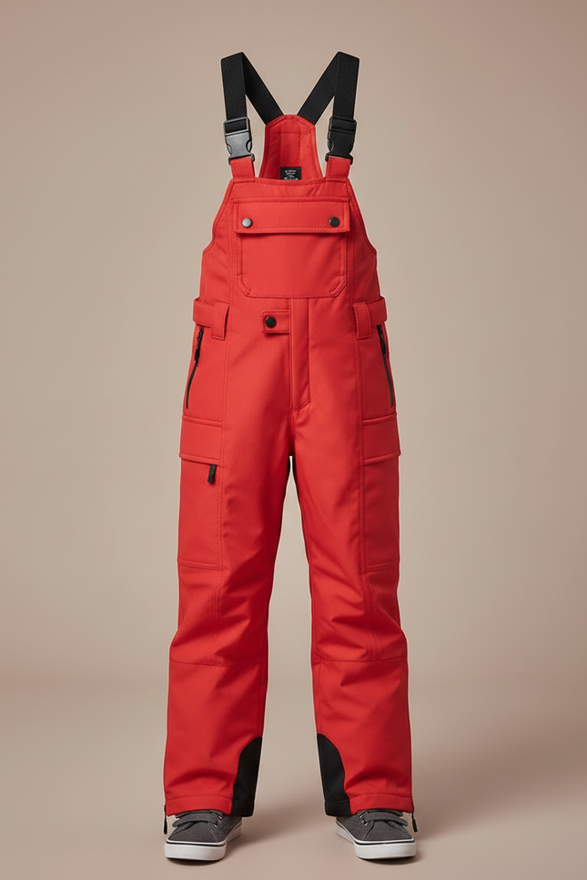 Pantalon De Pluie Rouge Imperméable Bretelles Unisexe Enfant - Polyester - vue 3