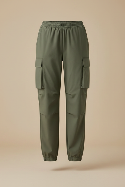 Pantalon De Pluie Vert Cargo Élastique Femme Sportif - Kaki Polyester - vue 3