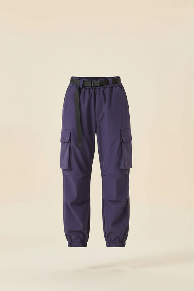 Pantalon De Pluie Violet Cargo Étanche Ceinturé Femme - Polyester - vue 3