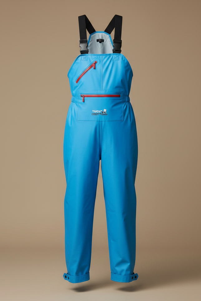 Pantalon De Pluie Bleu Vif Imperméable Bretelles Femme - Polyester - vue 3