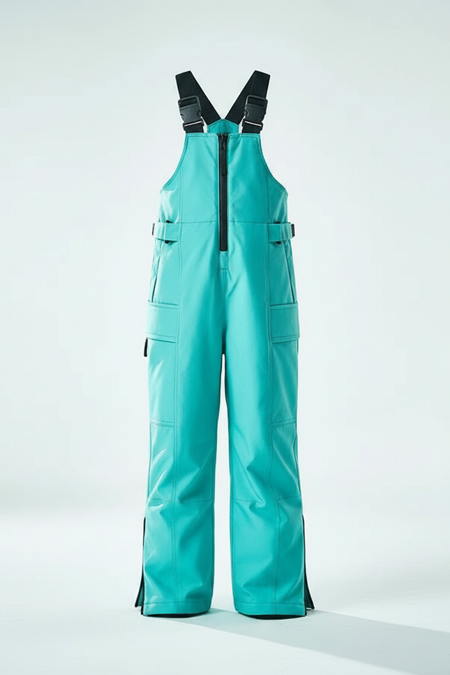 Pantalon De Pluie Turquoise Bretelles Imperméable Enfant Ski - Bleu Polyester - vue 3
