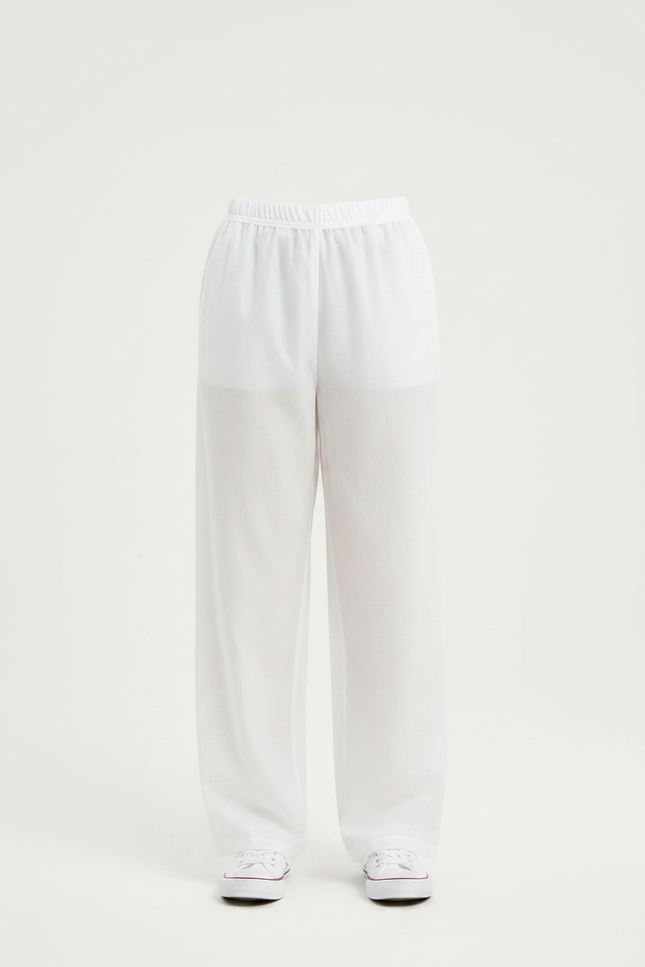 Pantalon De Pluie Blanc Ample Élastique Léger Décontracté - Polyester - vue 3