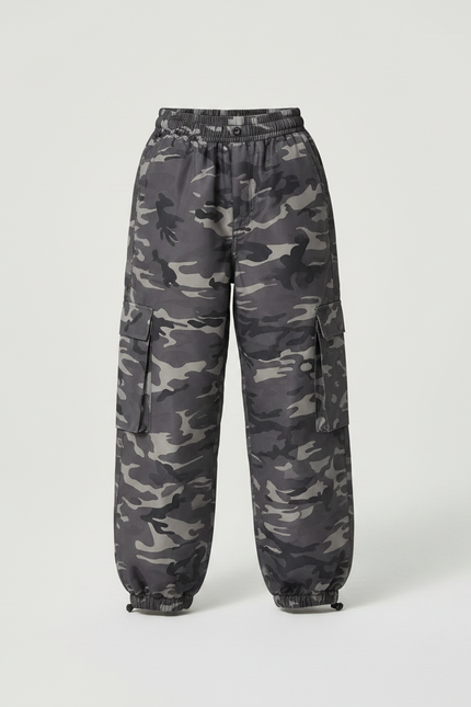 Pantalon De Pluie Camouflage Gris Enfant Imperméable Cargo - Polyester - vue 3