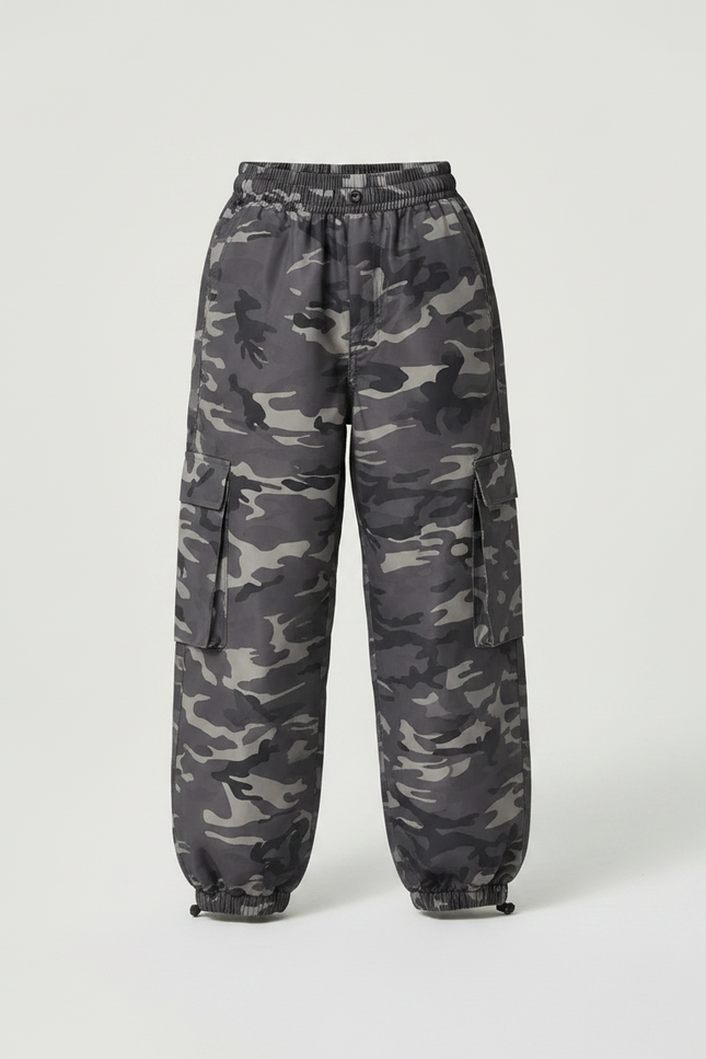 Pantalon De Pluie Camouflage Gris Enfant Imperméable Cargo - Polyester - vue 3
