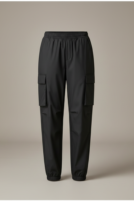 Pantalon De Pluie Noir Cargo Ample Femme Sportif - Polyester - vue 3