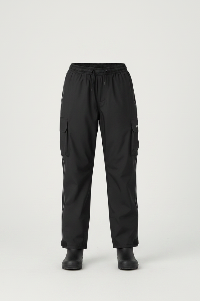 Pantalon De Pluie Noir Imperméable Enfant Réfléchissant Cargo - Polyester - vue 3