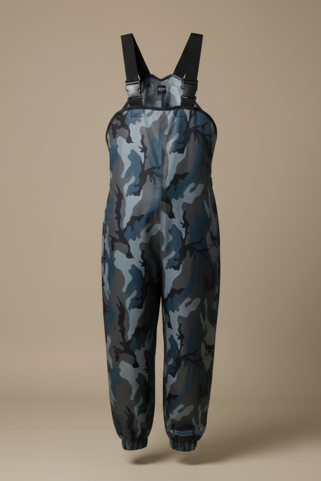 Pantalon De Pluie Camouflage Bleu Bretelles Imperméable Femme - Polyester - vue 3