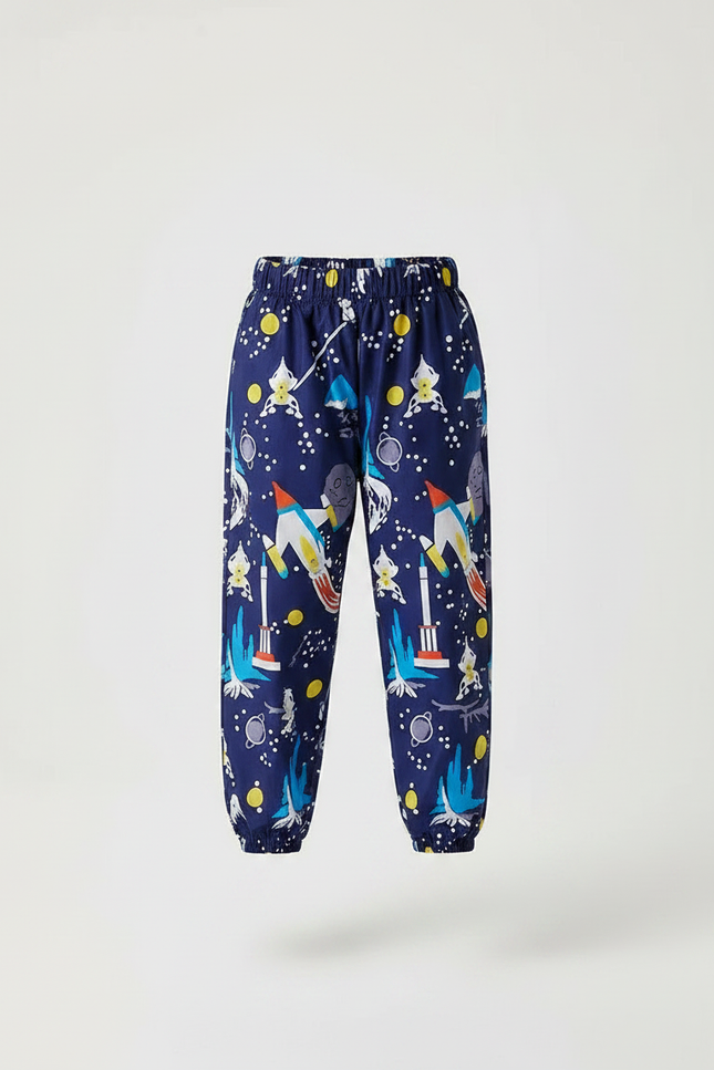 Pantalon De Pluie Bleu Marine Motifs Espace Enfant - Polyester - vue 3