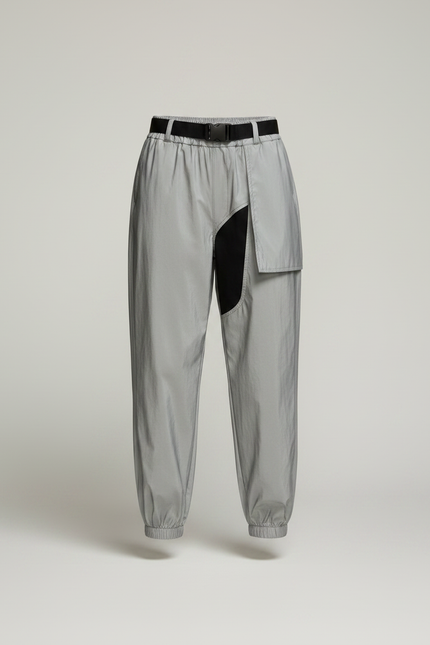 Pantalon De Pluie Gris Réfléchissant Cargo Ample Femme - Polyester - vue 3