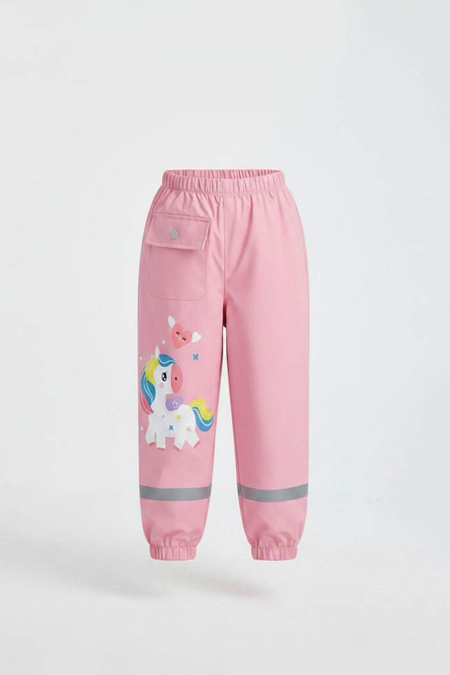 Pantalon De Pluie Rose Licorne Imperméable Enfant Réfléchissant - Polyester - vue 3