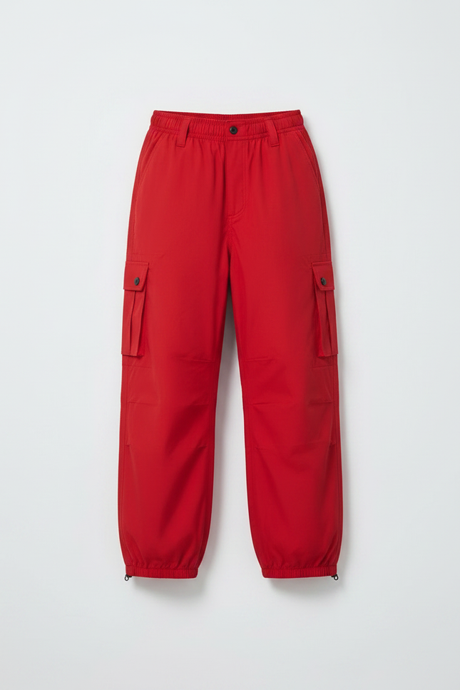 Pantalon De Pluie Rouge Ample Imperméable Cargo Enfant - Polyester - vue 3