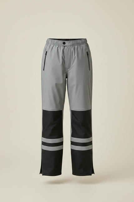 Pantalon De Pluie Gris Noir Réfléchissant Imperméable Enfant - Multicolore Polyester - vue 3