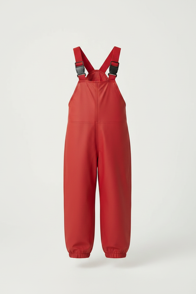 Pantalon De Pluie Rouge Imperméable Enfant Bretelles Salopette - Polyester - vue 3