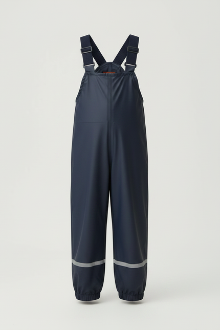 Pantalon De Pluie Bleu Marine Imperméable Bretelles Réfléchissant Enfant - Polyester - vue 3