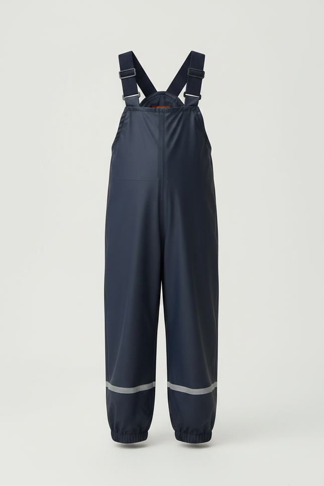 Pantalon De Pluie Bleu Marine Imperméable Bretelles Réfléchissant Enfant - Polyester - vue 3