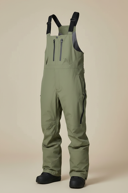 Pantalon De Pluie Vert Kaki Imperméable Bretelles Homme Ski - Polyester - vue 3