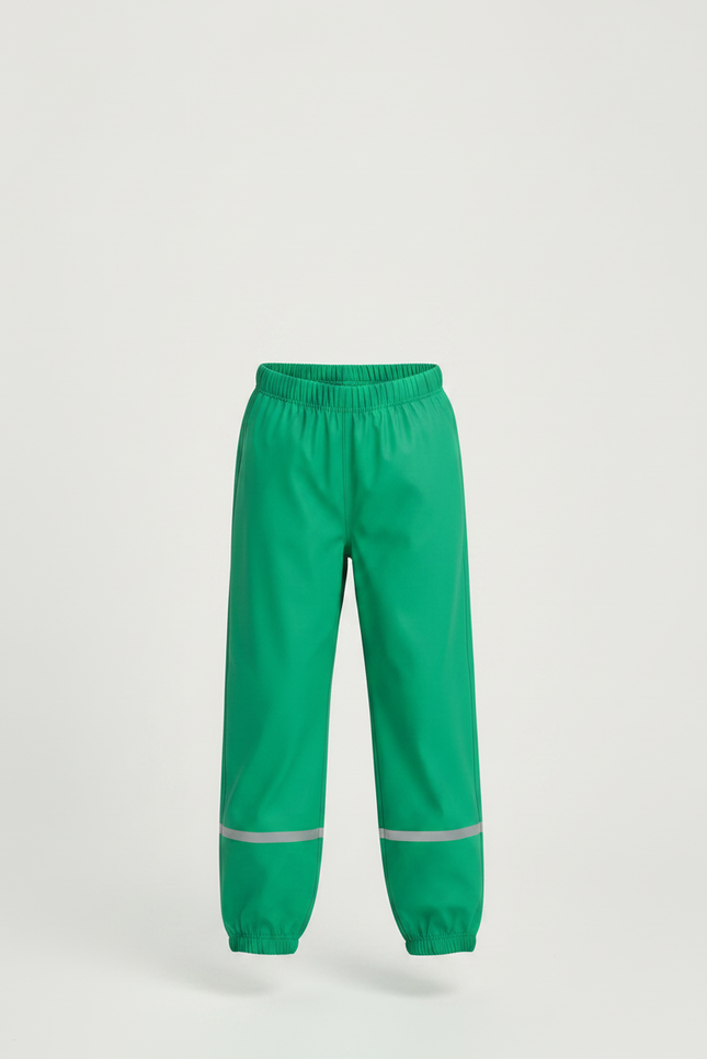 Pantalon De Pluie Vert Élastiqué Réfléchissant Imperméable Enfant - Polyester - vue 3