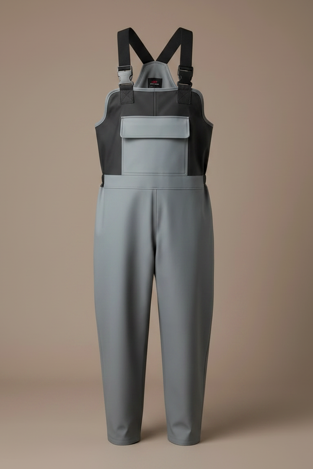 Pantalon De Pluie Gris Imperméable Bretelles Bicolore Femme - Polyester - vue 3