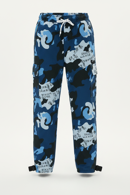 Pantalon De Pluie Camouflage Bleu Imprimé Enfant Ample - Polyester - vue 3