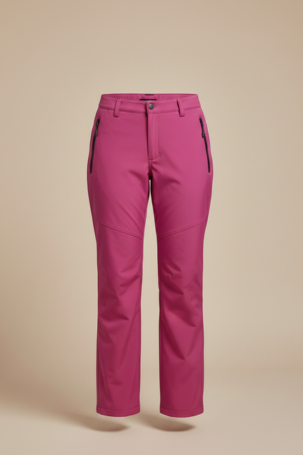 Pantalon De Pluie Femme Fuchsia Doublé Polaire Coupe Droite - Rose Polyester - vue 3