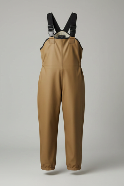 Pantalon De Pluie Beige Imperméable Bretelles Ample Femme - Simili cuir - vue 3