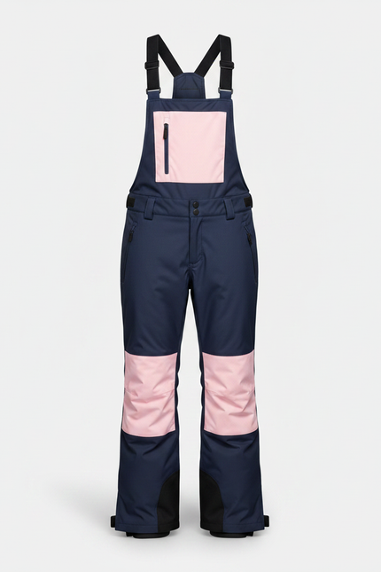Pantalon De Pluie Bleu Marine Rose Imperméable Bretelles Unisexe - Multicolore Polyester - vue 3