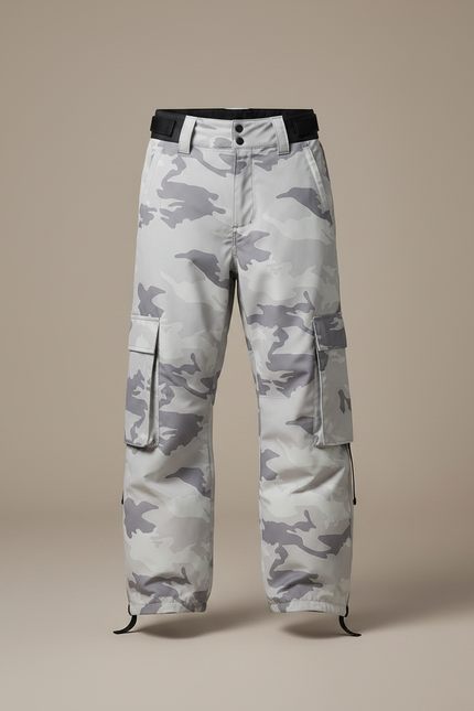 Pantalon De Pluie Camouflage Gris Imperméable Cargo Ample Homme - Polyester - vue 3