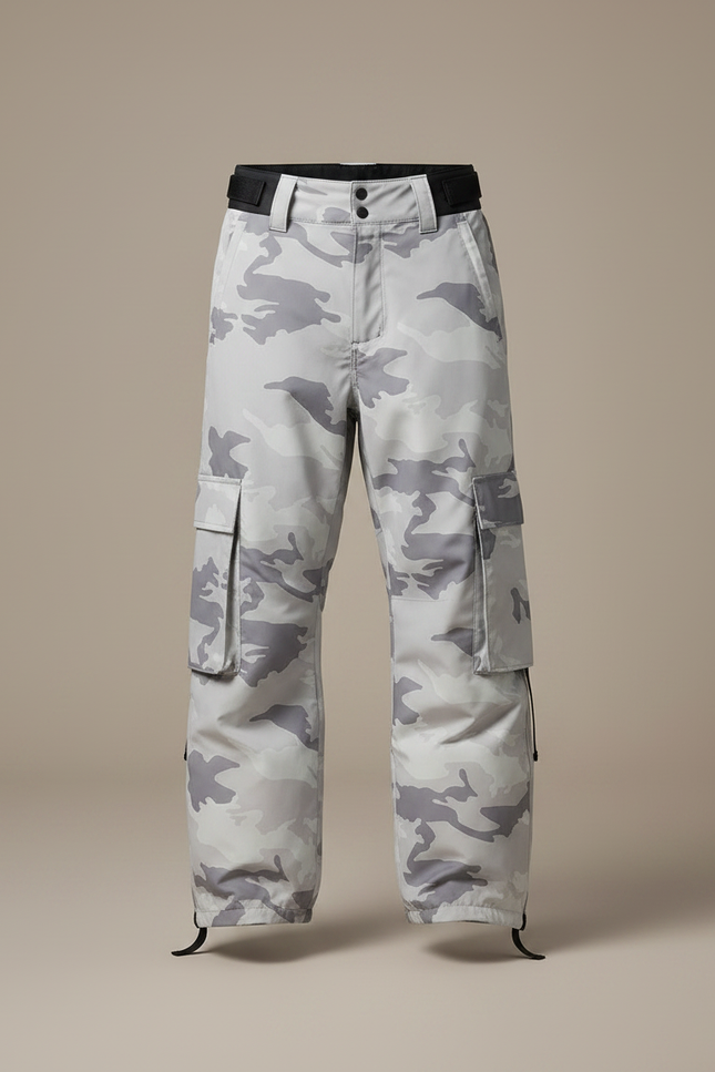 Pantalon De Pluie Camouflage Gris Imperméable Cargo Ample Homme - Polyester - vue 3